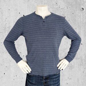 Marine Layer Henley Shirt Size Large Grayish Blueish Stripe